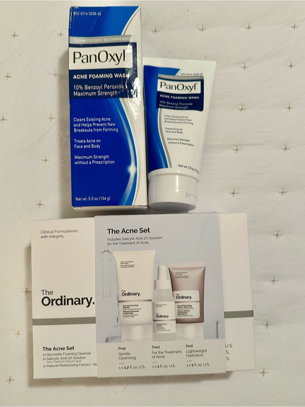 Acne Bundle Set NEW IN BOX PanOxyl 10% Wash & The Ordinary Set - Sealed As-Is